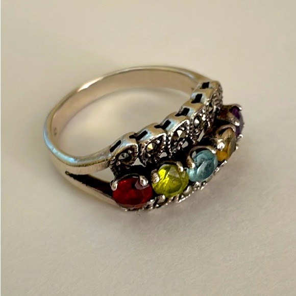 Vintage Silver Sterling 925 with multi color gemstones - Picture 2 of 7